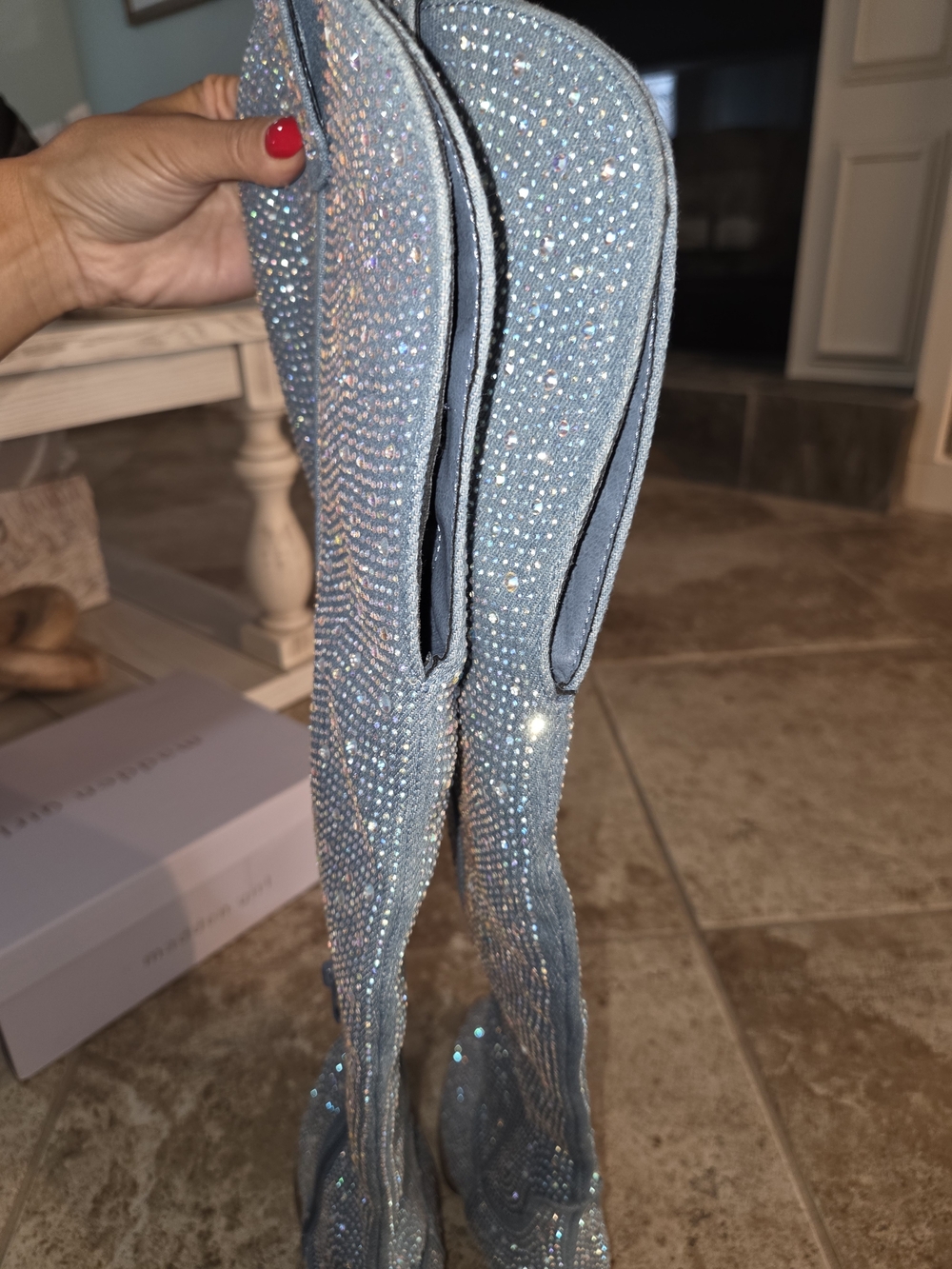 Women's Light Blue Rhinestone Western Boots Cowboy Boots NEW - Picture 6 of 6